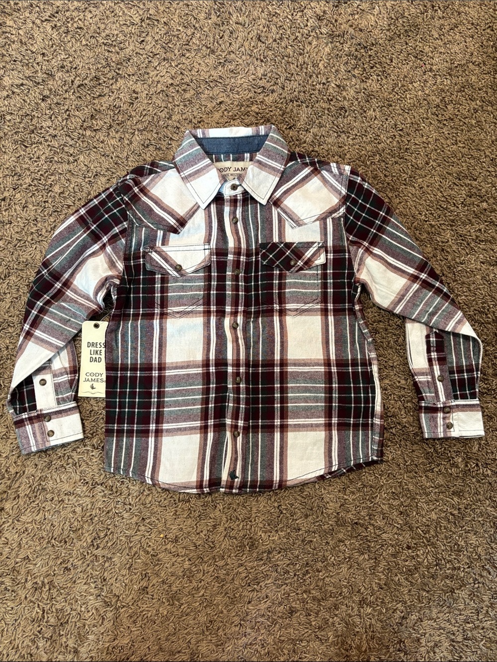 Cody James Boys' Maroon Plaid Button-Down Shirt